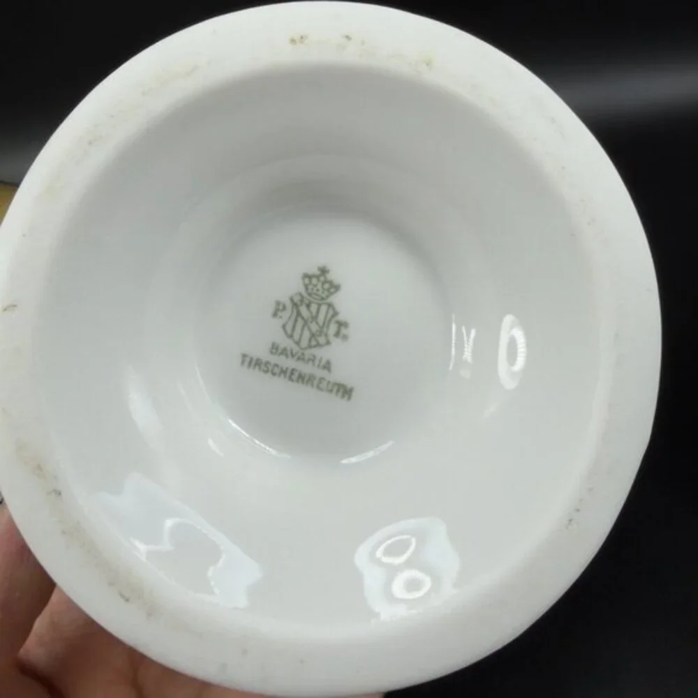 Antique Bavaria Tirschenreuth Fine Porcelain Sugar And Creamer Set Gold Trim VTG